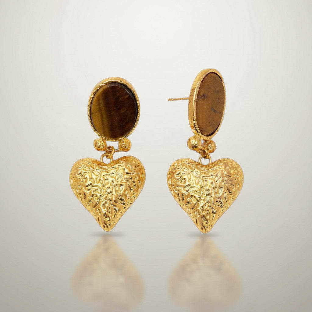 Brown hearts earrings