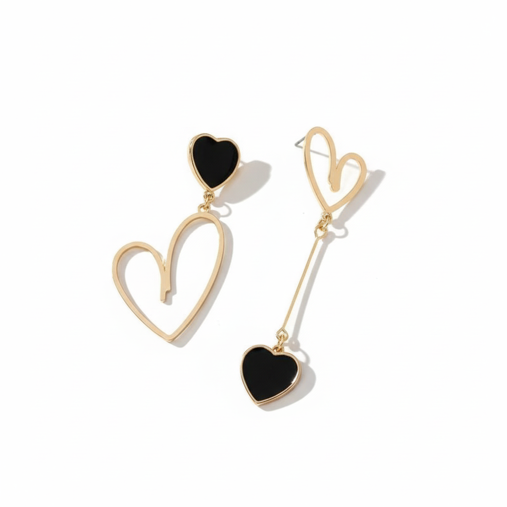 Black valentine earrings