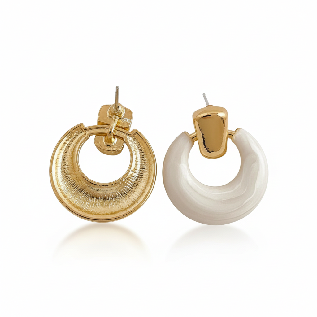 White circle earrings